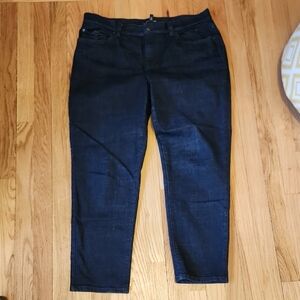 Eileen Fisher Deep Indigo Denim Jeans Organic Cotton Blend Size L Stretchy